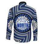 North Melbourne Kangaroos Family Matching Mermaid Dress and Hawaiian Shirt Indigenous Monochrome Dot Art Mascot Style