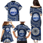 North Melbourne Kangaroos Family Matching Puletasi and Hawaiian Shirt Indigenous Monochrome Dot Art Mascot Style