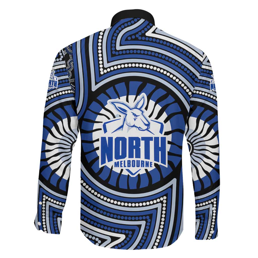 North Melbourne Kangaroos Family Matching Short Sleeve Bodycon Dress and Hawaiian Shirt Indigenous Monochrome Dot Art Mascot Style