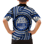 North Melbourne Kangaroos Family Matching Summer Maxi Dress and Hawaiian Shirt Indigenous Monochrome Dot Art Mascot Style