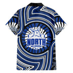 North Melbourne Kangaroos Family Matching Summer Maxi Dress and Hawaiian Shirt Indigenous Monochrome Dot Art Mascot Style
