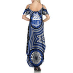 North Melbourne Kangaroos Family Matching Summer Maxi Dress and Hawaiian Shirt Indigenous Monochrome Dot Art Mascot Style