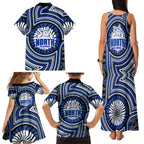 North Melbourne Kangaroos Family Matching Tank Maxi Dress and Hawaiian Shirt Indigenous Monochrome Dot Art Mascot Style