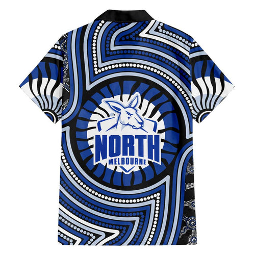 North Melbourne Kangaroos Family Matching Tank Maxi Dress and Hawaiian Shirt Indigenous Monochrome Dot Art Mascot Style