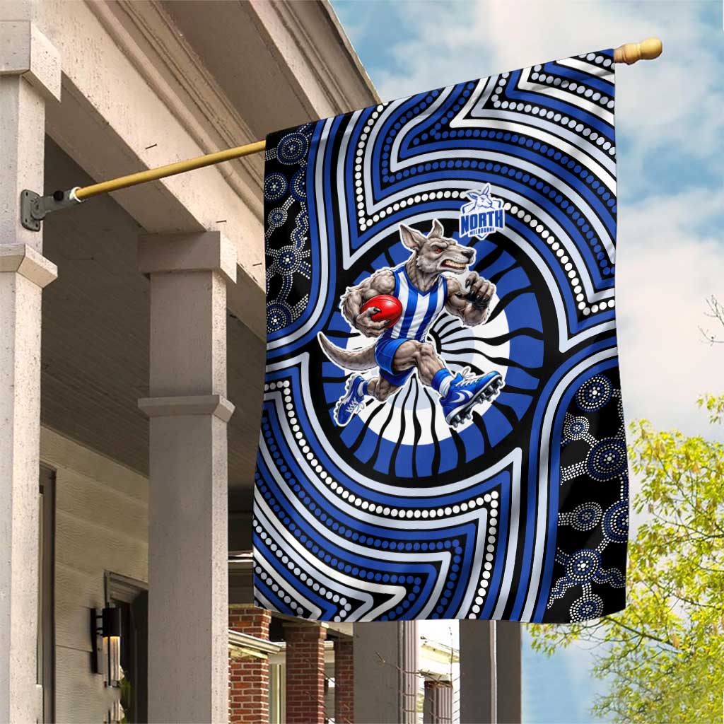 North Melbourne Kangaroos Garden Flag Indigenous Monochrome Dot Art Mascot Style