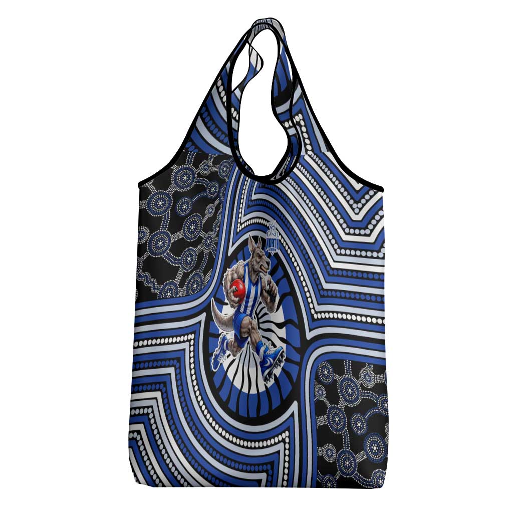 North Melbourne Kangaroos Grocery Bag Indigenous Monochrome Dot Art Mascot Style