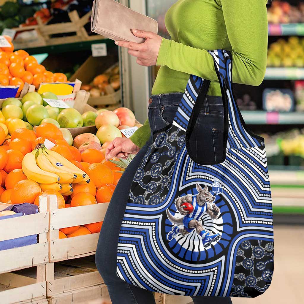 North Melbourne Kangaroos Grocery Bag Indigenous Monochrome Dot Art Mascot Style