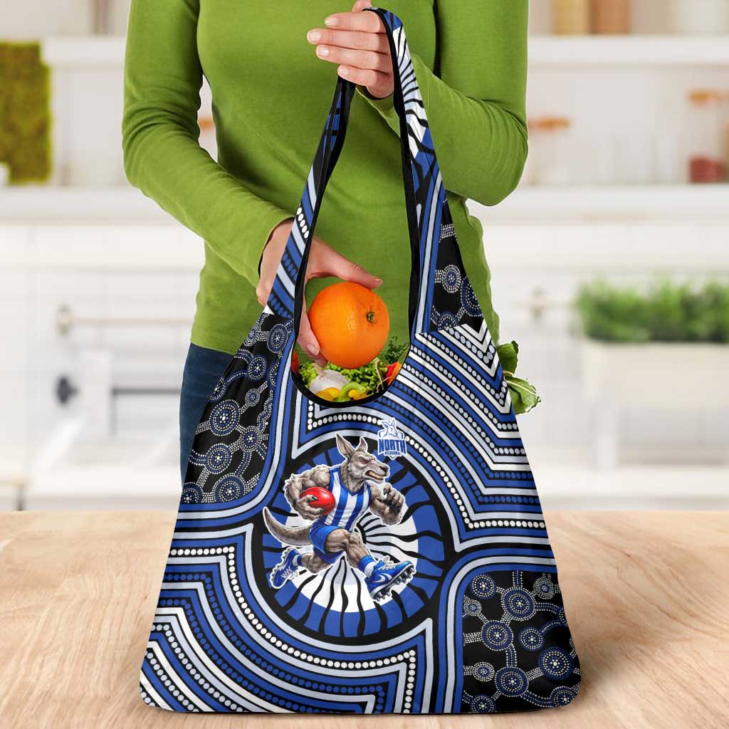 North Melbourne Kangaroos Grocery Bag Indigenous Monochrome Dot Art Mascot Style