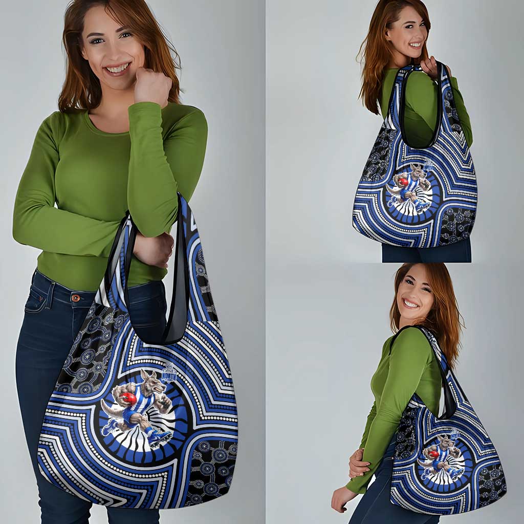 North Melbourne Kangaroos Grocery Bag Indigenous Monochrome Dot Art Mascot Style