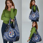 North Melbourne Kangaroos Grocery Bag Indigenous Monochrome Dot Art Mascot Style