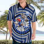 North Melbourne Kangaroos Hawaiian Shirt Indigenous Monochrome Dot Art Mascot Style