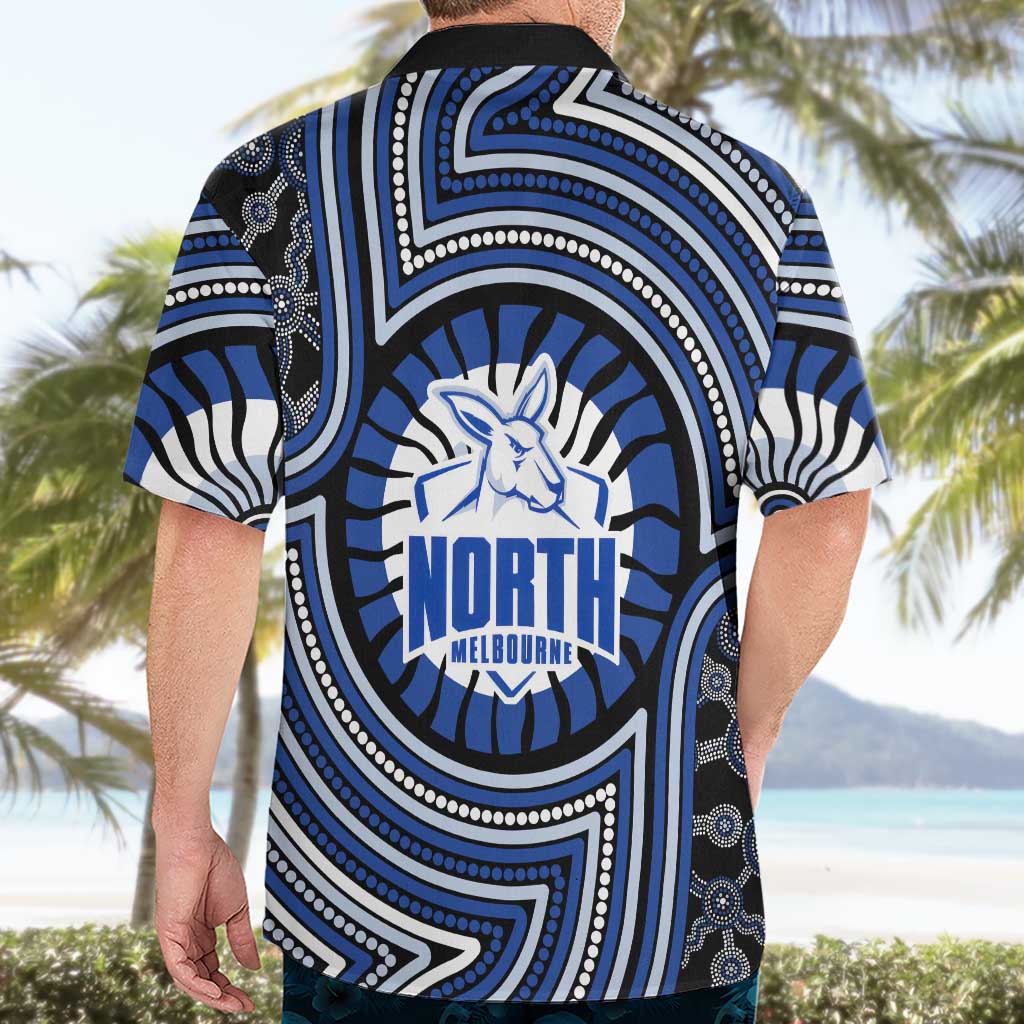 North Melbourne Kangaroos Hawaiian Shirt Indigenous Monochrome Dot Art Mascot Style