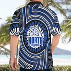North Melbourne Kangaroos Hawaiian Shirt Indigenous Monochrome Dot Art Mascot Style
