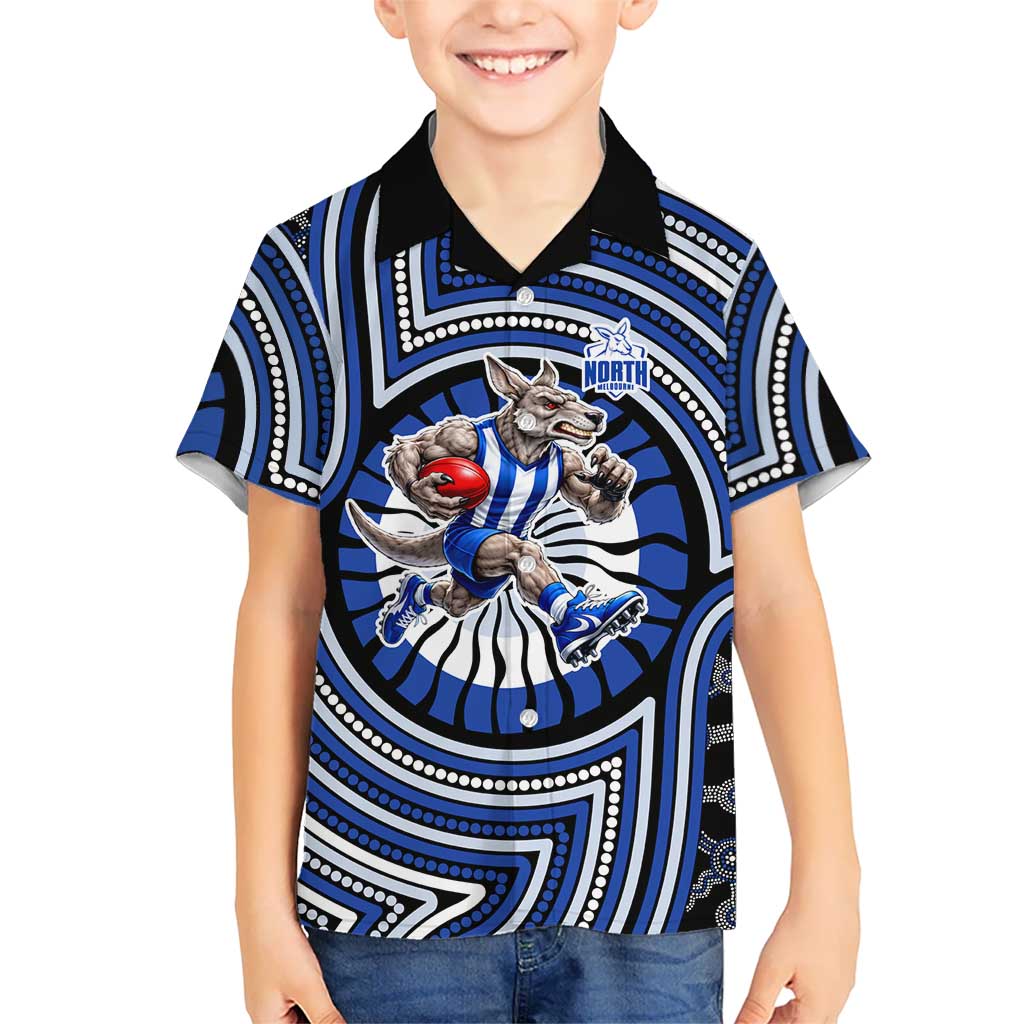 North Melbourne Kangaroos Hawaiian Shirt Indigenous Monochrome Dot Art Mascot Style