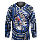 North Melbourne Kangaroos Hockey Jersey Indigenous Monochrome Dot Art Mascot Style