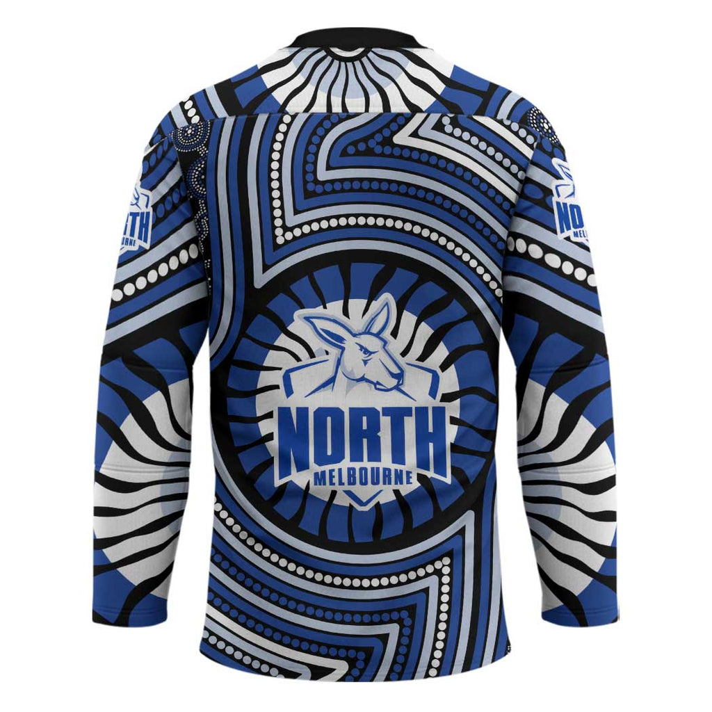 North Melbourne Kangaroos Hockey Jersey Indigenous Monochrome Dot Art Mascot Style