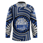 North Melbourne Kangaroos Hockey Jersey Indigenous Monochrome Dot Art Mascot Style