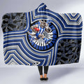 North Melbourne Kangaroos Hooded Blanket Indigenous Monochrome Dot Art Mascot Style