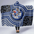 North Melbourne Kangaroos Hooded Blanket Indigenous Monochrome Dot Art Mascot Style