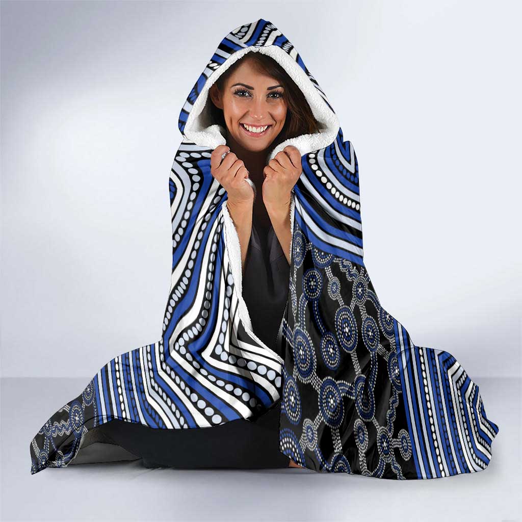 North Melbourne Kangaroos Hooded Blanket Indigenous Monochrome Dot Art Mascot Style