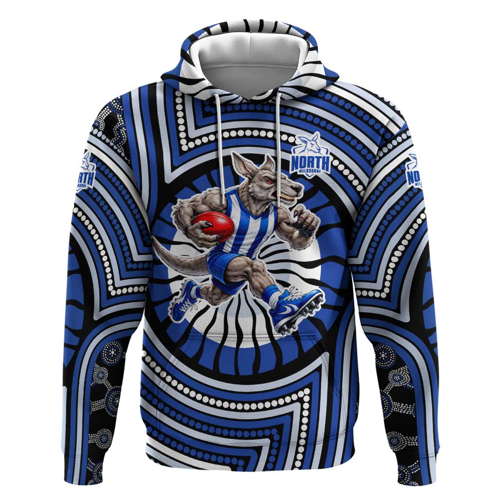 North Melbourne Kangaroos Hoodie Indigenous Monochrome Dot Art Mascot Style