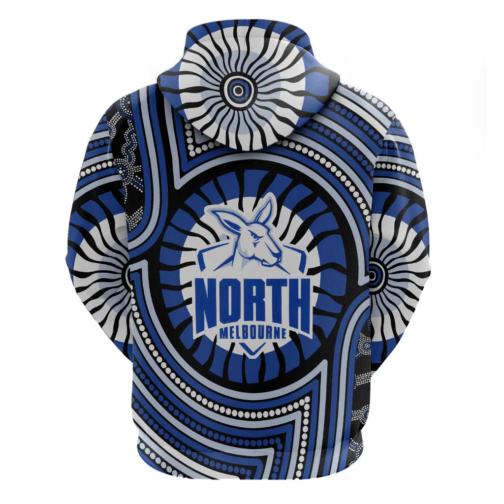 North Melbourne Kangaroos Hoodie Indigenous Monochrome Dot Art Mascot Style
