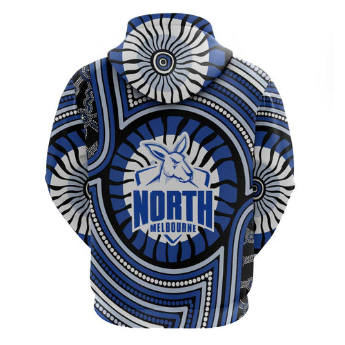 North Melbourne Kangaroos Hoodie Indigenous Monochrome Dot Art Mascot Style