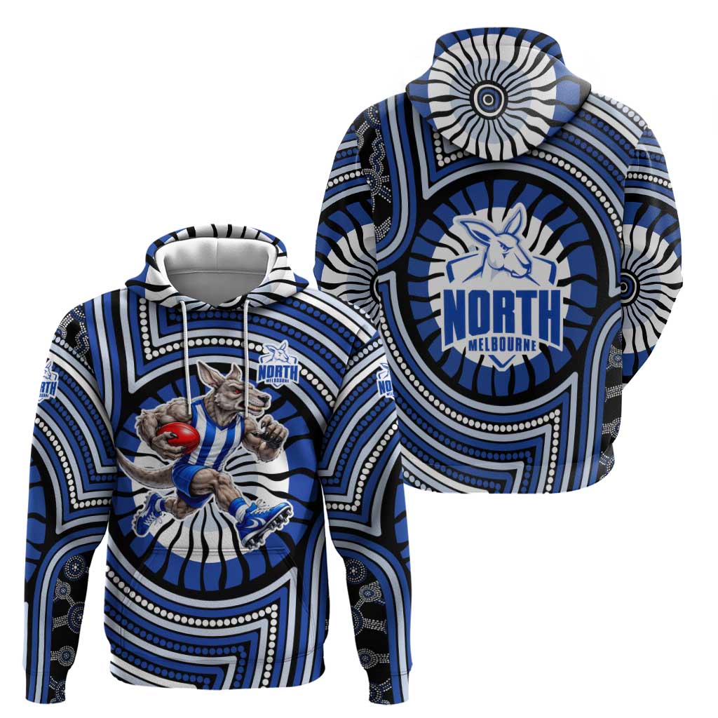 North Melbourne Kangaroos Hoodie Indigenous Monochrome Dot Art Mascot Style