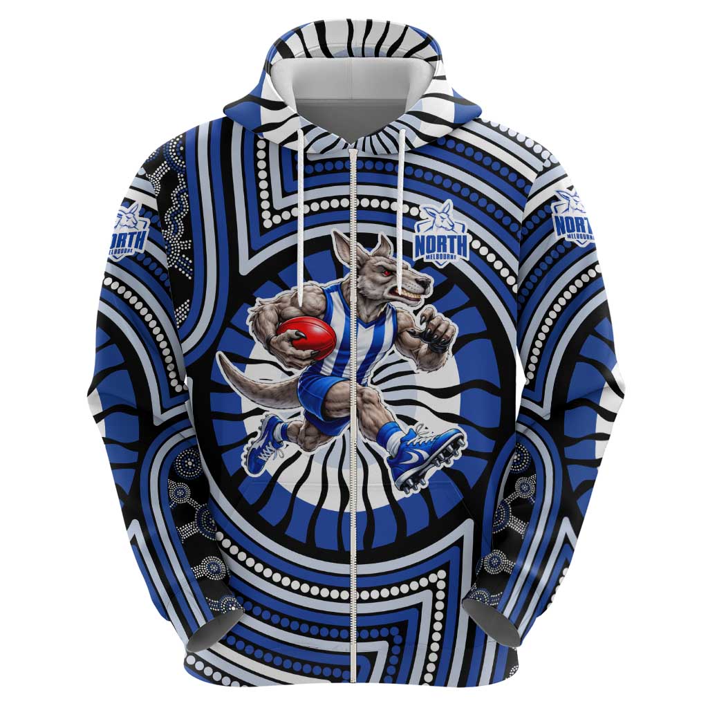 North Melbourne Kangaroos Hoodie Indigenous Monochrome Dot Art Mascot Style