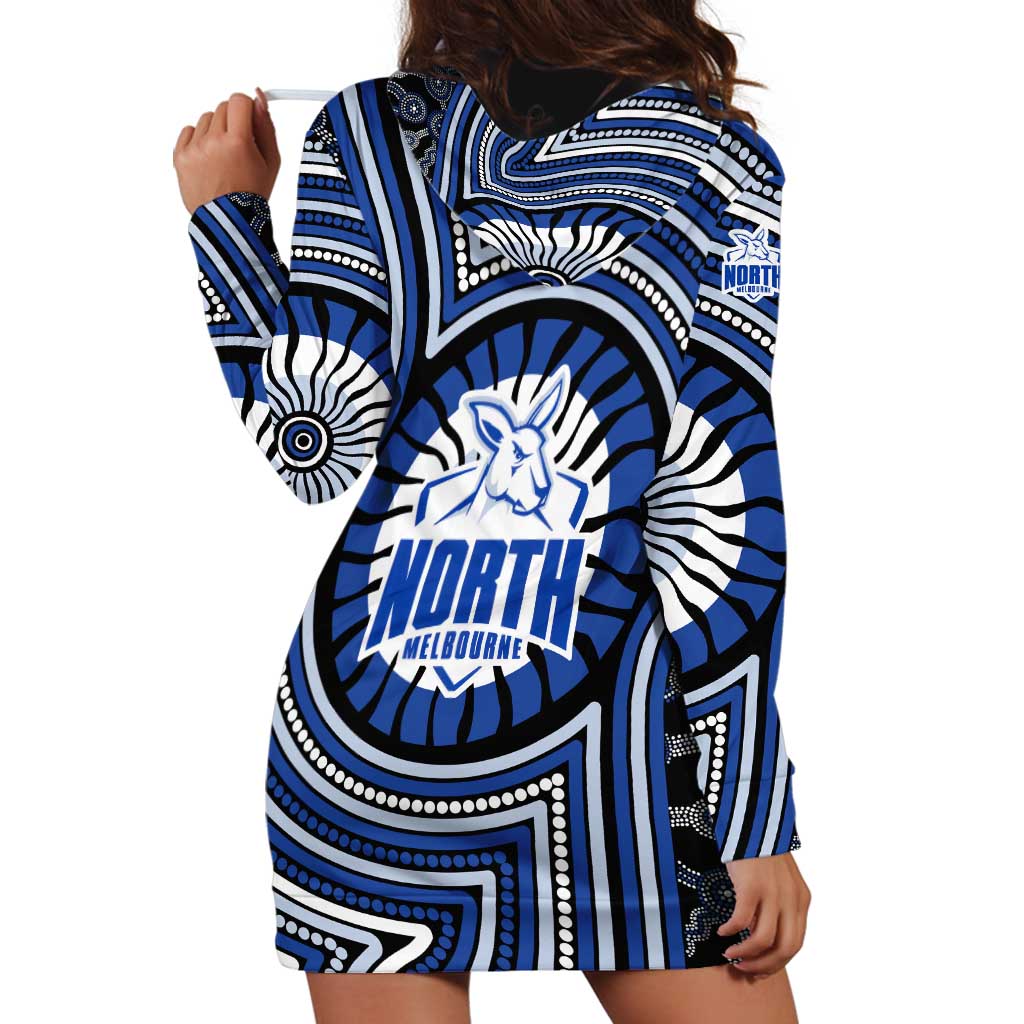 North Melbourne Kangaroos Hoodie Dress Indigenous Monochrome Dot Art Mascot Style