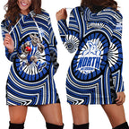 North Melbourne Kangaroos Hoodie Dress Indigenous Monochrome Dot Art Mascot Style