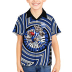 North Melbourne Kangaroos Kid Hawaiian Shirt Indigenous Monochrome Dot Art Mascot Style