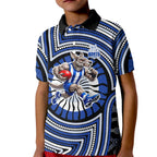 North Melbourne Kangaroos Kid Polo Shirt Indigenous Monochrome Dot Art Mascot Style