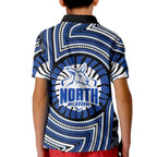 North Melbourne Kangaroos Kid Polo Shirt Indigenous Monochrome Dot Art Mascot Style
