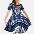 North Melbourne Kangaroos Kid Short Sleeve Dress Indigenous Monochrome Dot Art Mascot Style