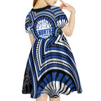 North Melbourne Kangaroos Kid Short Sleeve Dress Indigenous Monochrome Dot Art Mascot Style