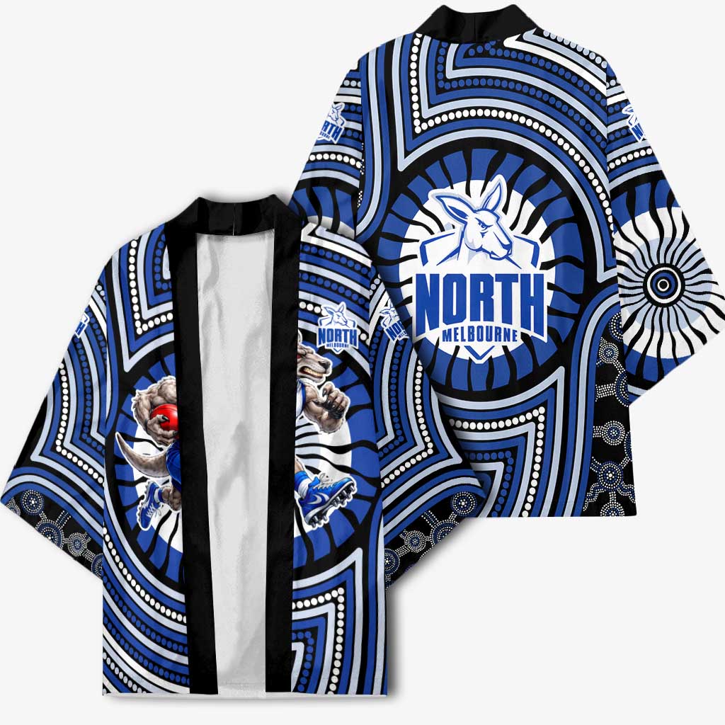 North Melbourne Kangaroos Kimono Indigenous Monochrome Dot Art Mascot Style