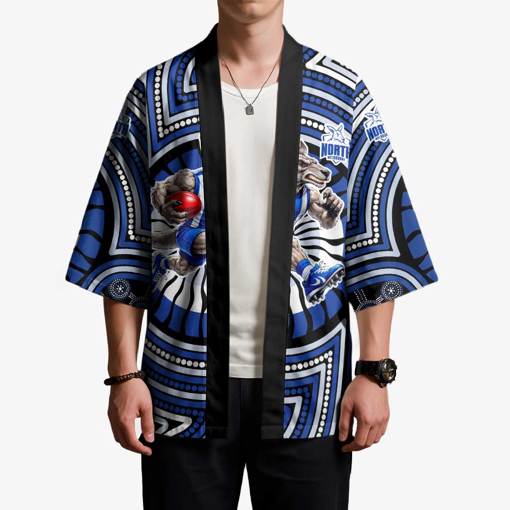 North Melbourne Kangaroos Kimono Indigenous Monochrome Dot Art Mascot Style