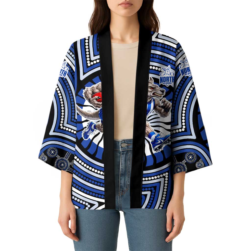North Melbourne Kangaroos Kimono Indigenous Monochrome Dot Art Mascot Style