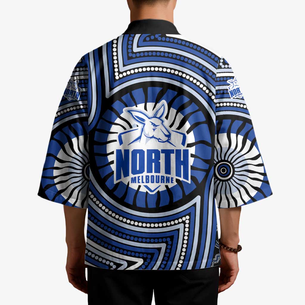 North Melbourne Kangaroos Kimono Indigenous Monochrome Dot Art Mascot Style