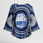 North Melbourne Kangaroos Kimono Sleeve Blouse Indigenous Monochrome Dot Art Mascot Style