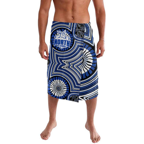 North Melbourne Kangaroos Lavalava Indigenous Monochrome Dot Art Mascot Style