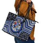 North Melbourne Kangaroos Leather Tote Bag Indigenous Monochrome Dot Art Mascot Style