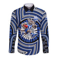 North Melbourne Kangaroos Long Sleeve Button Shirt Indigenous Monochrome Dot Art Mascot Style