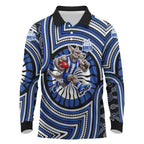 North Melbourne Kangaroos Long Sleeve Polo Shirt Indigenous Monochrome Dot Art Mascot Style