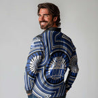 North Melbourne Kangaroos Long Sleeve Polo Shirt Indigenous Monochrome Dot Art Mascot Style