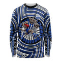 North Melbourne Kangaroos Long Sleeve Shirt Indigenous Monochrome Dot Art Mascot Style