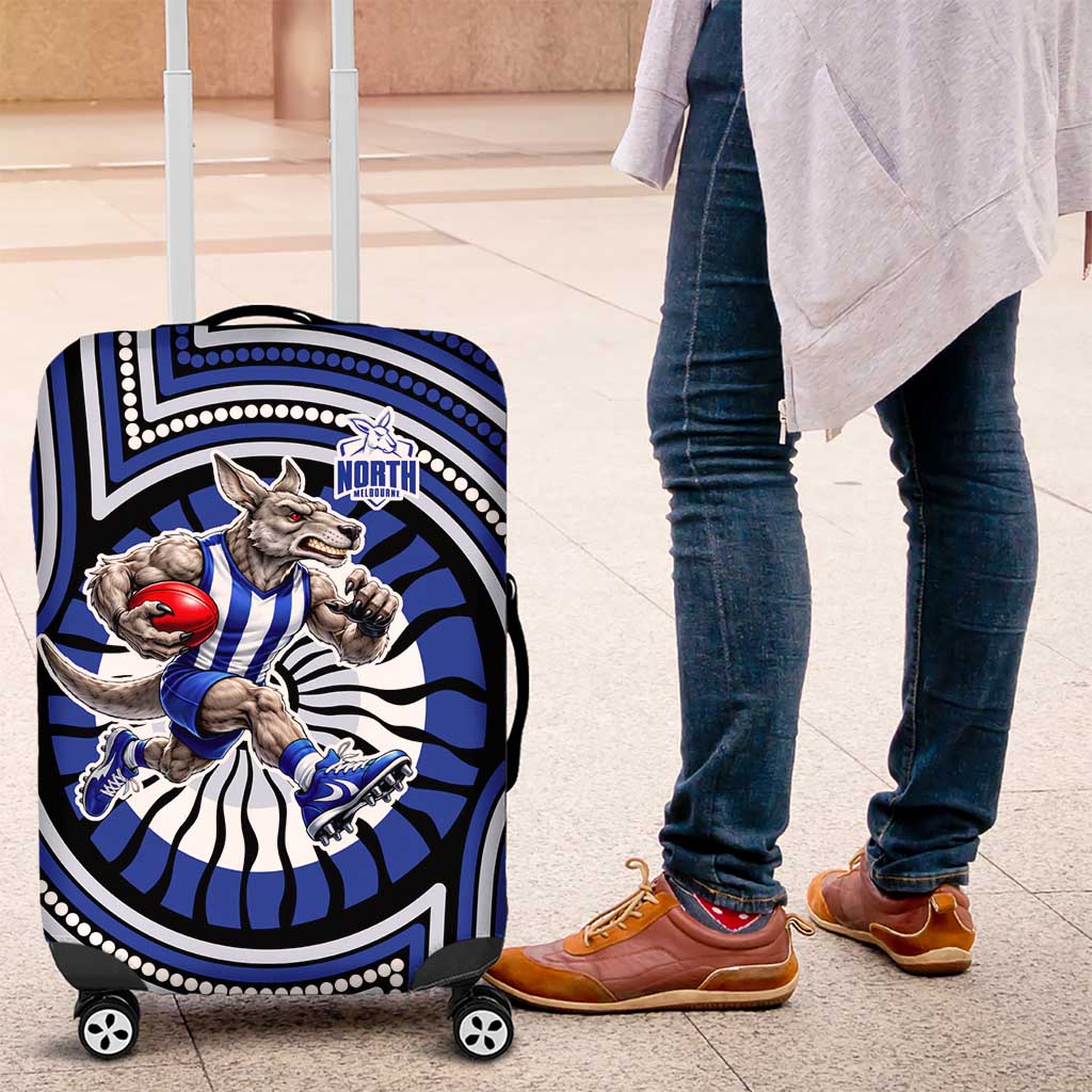 North Melbourne Kangaroos Luggage Cover Indigenous Monochrome Dot Art Mascot Style