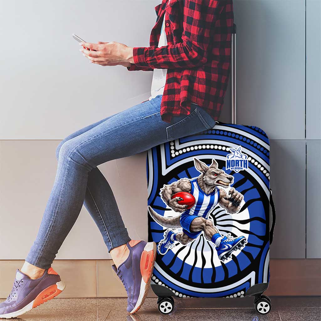 North Melbourne Kangaroos Luggage Cover Indigenous Monochrome Dot Art Mascot Style