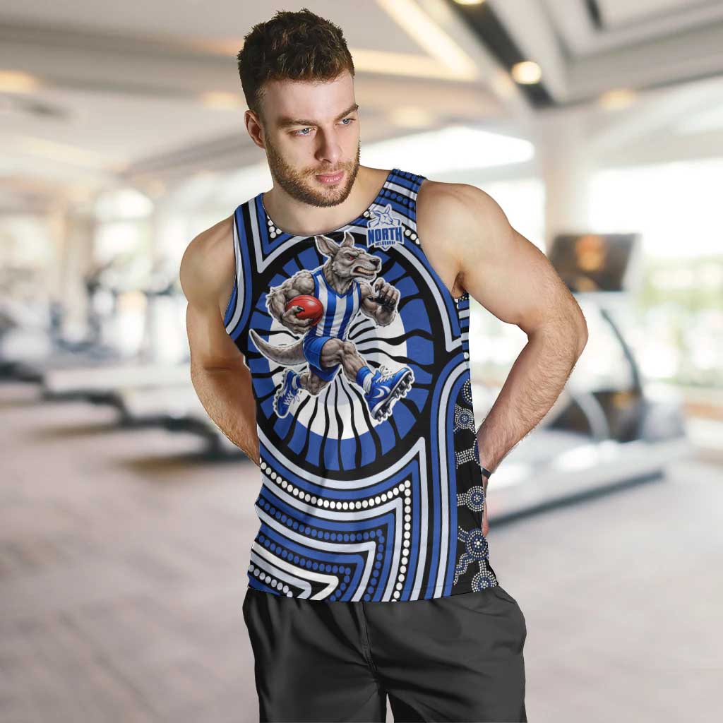 North Melbourne Kangaroos Men Tank Top Indigenous Monochrome Dot Art Mascot Style